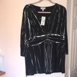 Fashion Bug Shirt Black Metallic Blouse